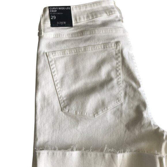 JCREW Factory Curvy wide-leg cropped jean all-day stretch Seashell white sz 29 - Picture 10 of 13
